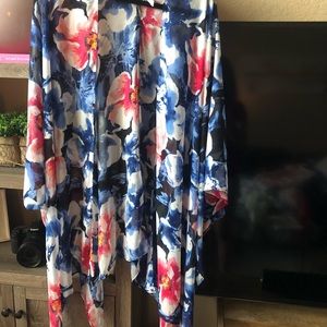Pinkblush Long Sheer Floral Kimono